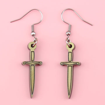 Gold Dagger Earrings - Sour Cherry