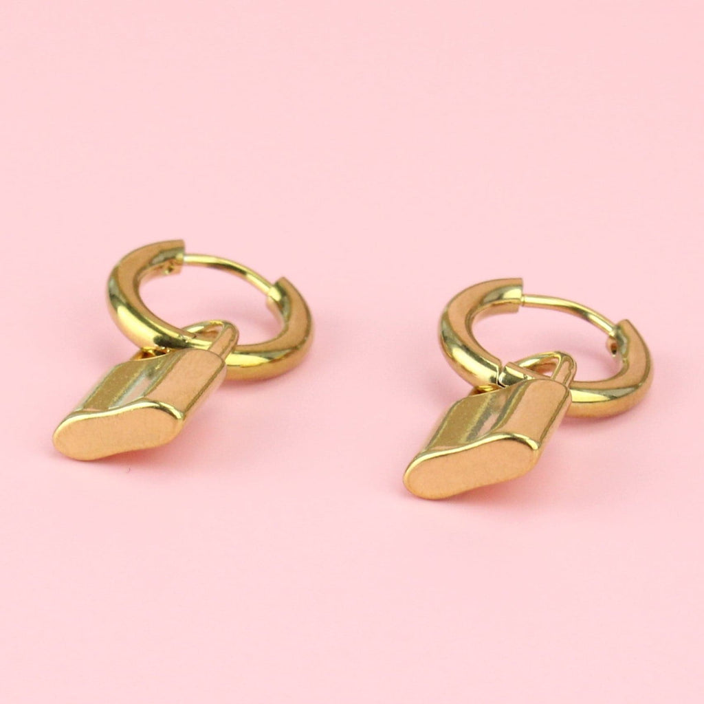 Small Padlock Hoop Earrings (Gold Plated) - Sour Cherry