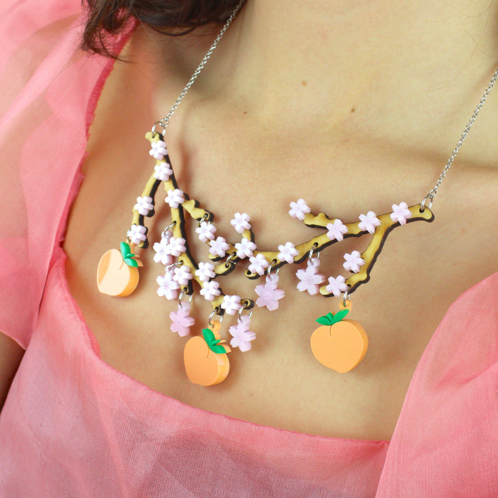 Peach Please Cherry Blossom Necklace - Sour Cherry