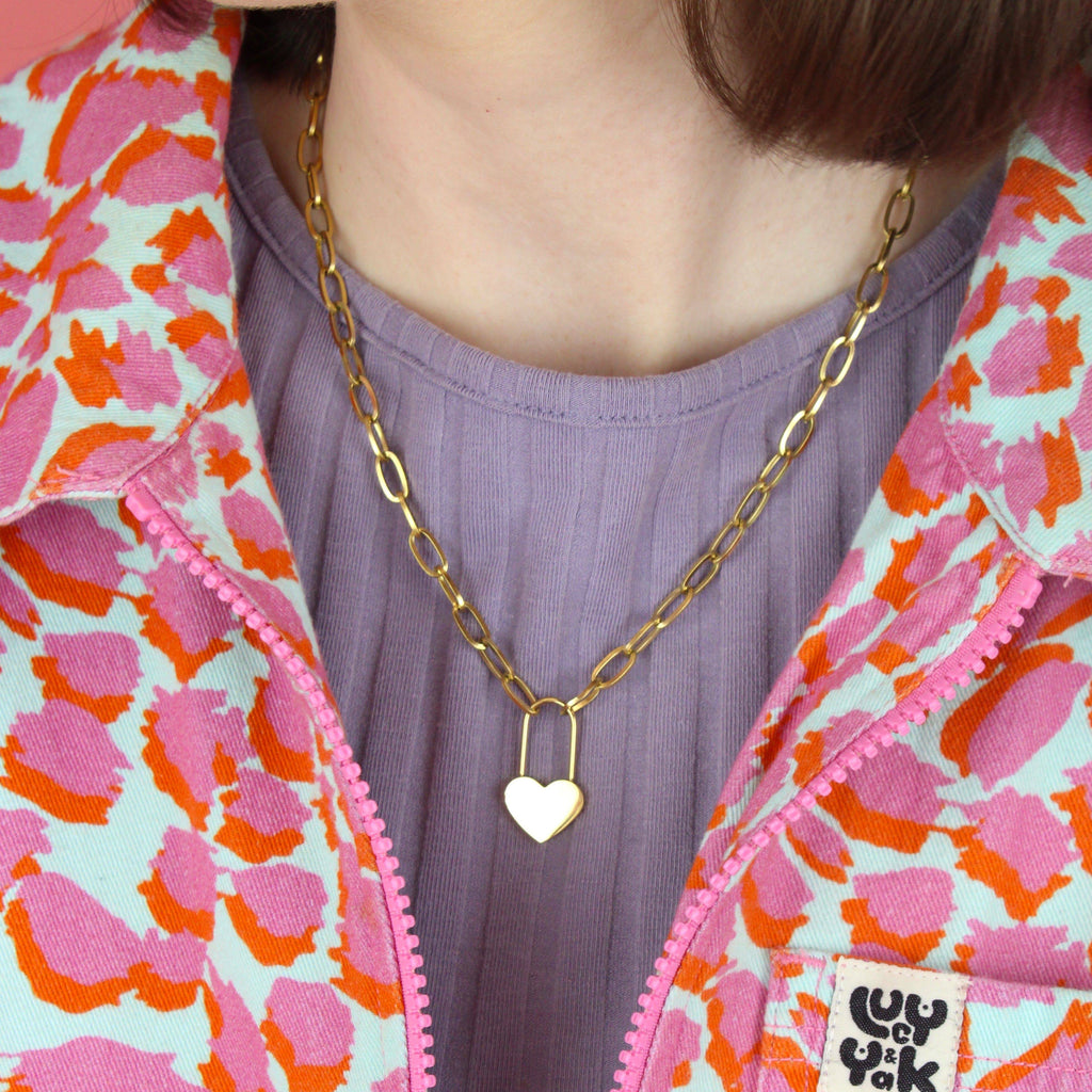 Heart Locked Necklace (Gold Plated) - Sour Cherry