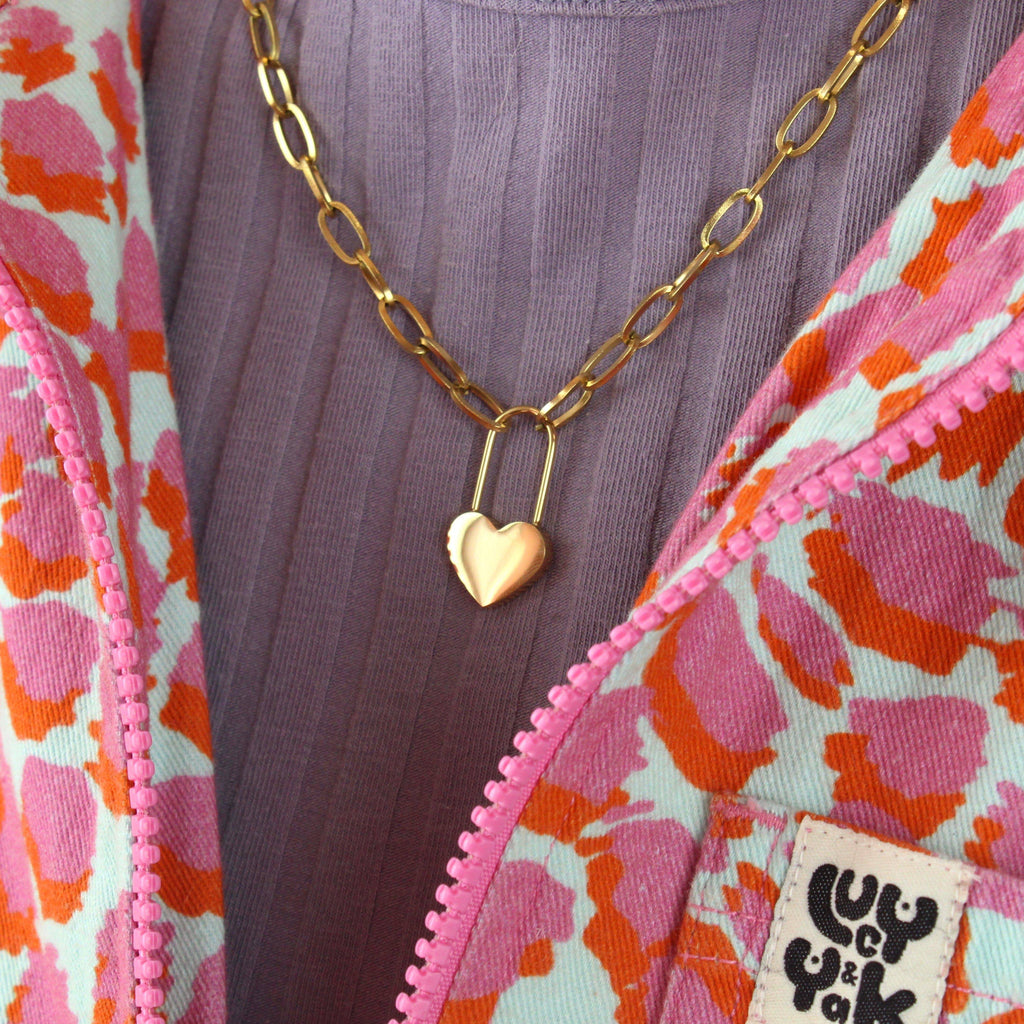 Heart Locked Necklace (Gold Plated) - Sour Cherry