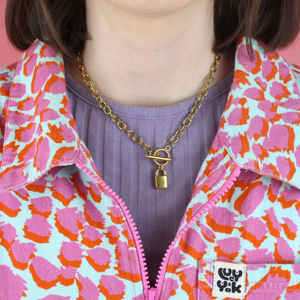 Padlock Chain Necklace (Gold Plated) - Sour Cherry