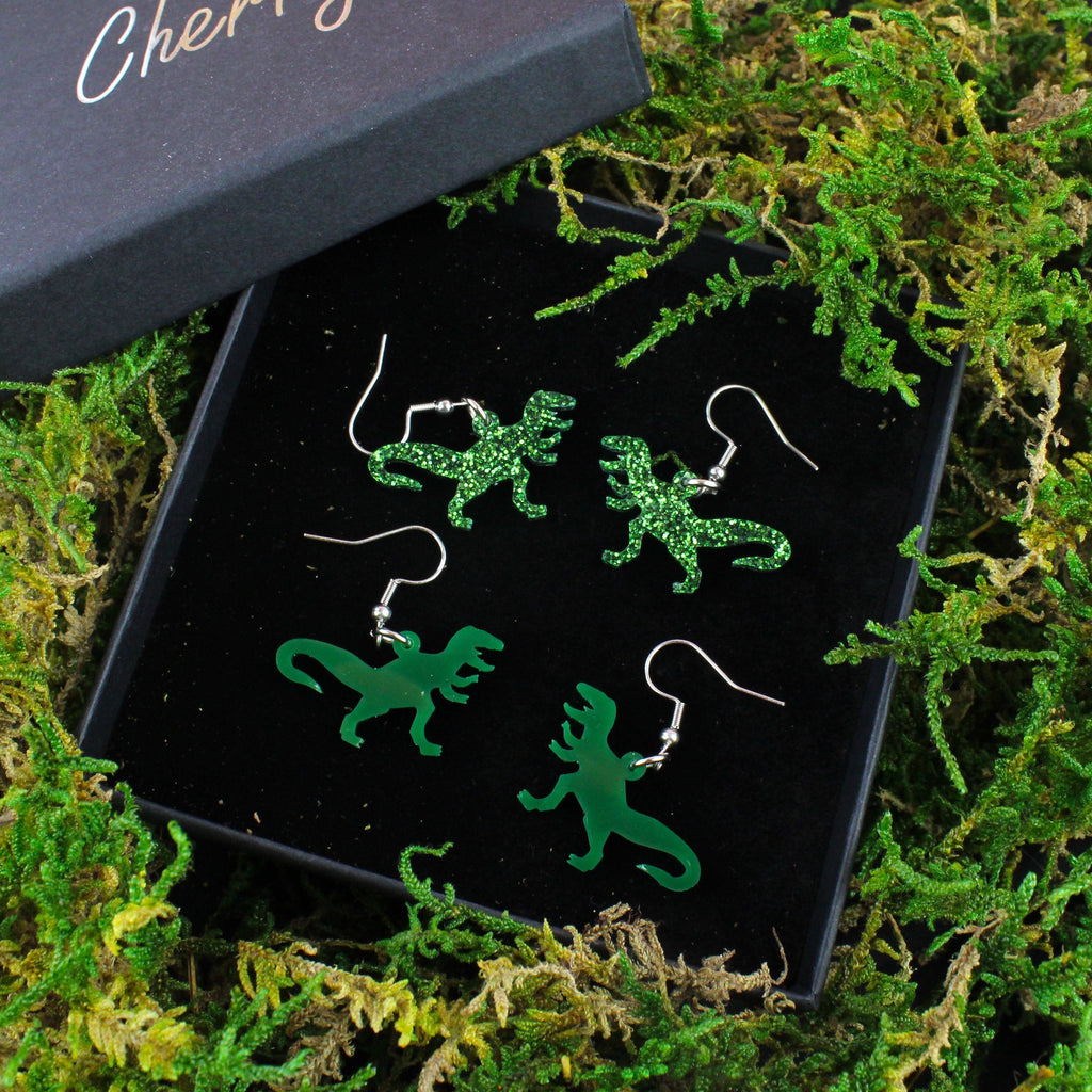 Classic Jurassic T-Rex Earrings - Sour Cherry