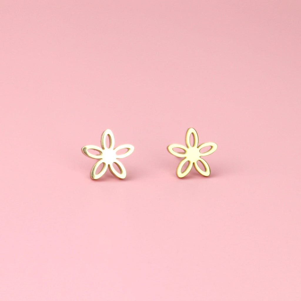 Cut Out Daisy Stud Earrings (Gold Plated) - Sour Cherry