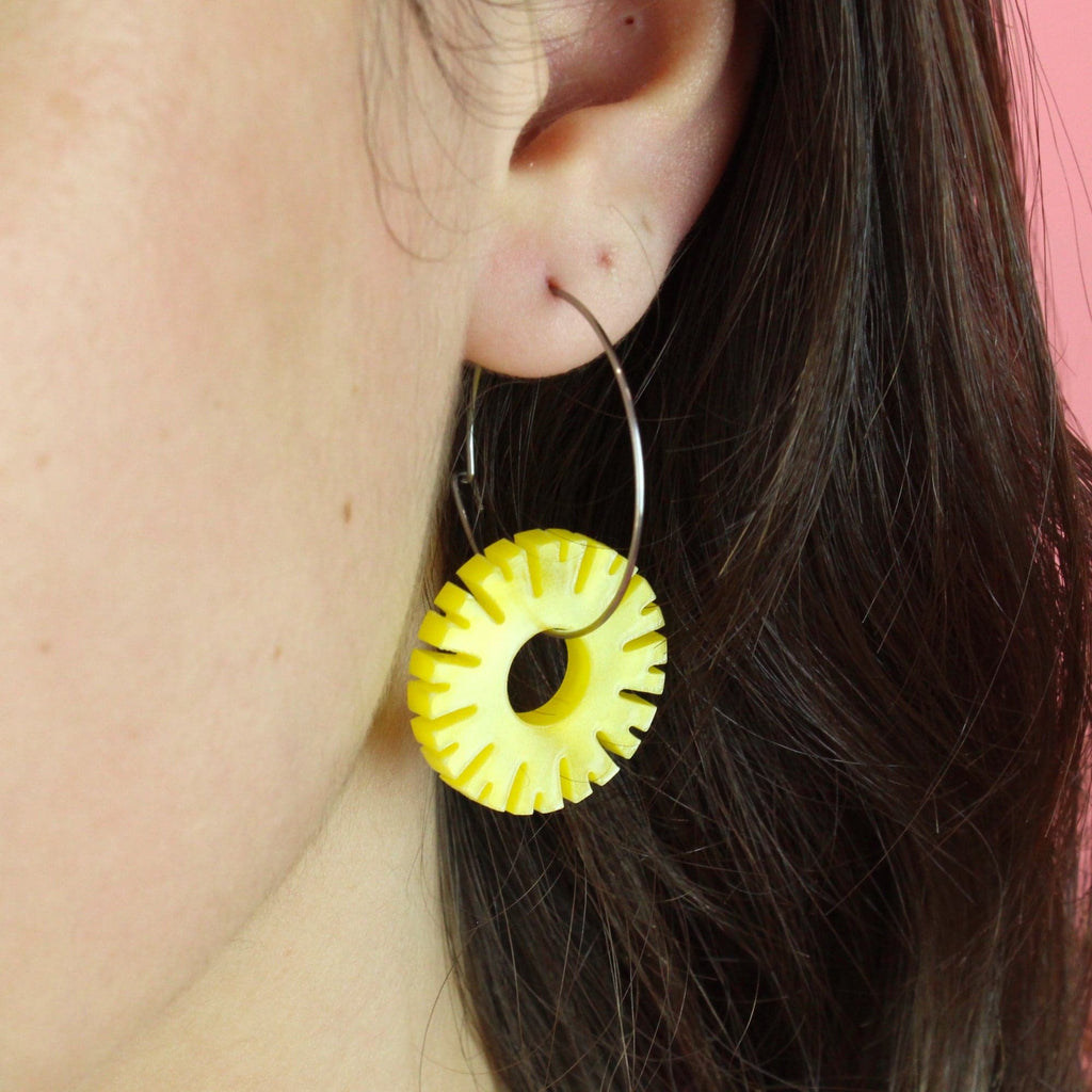 Pineapple Ring Hoop Earrings - Sour Cherry