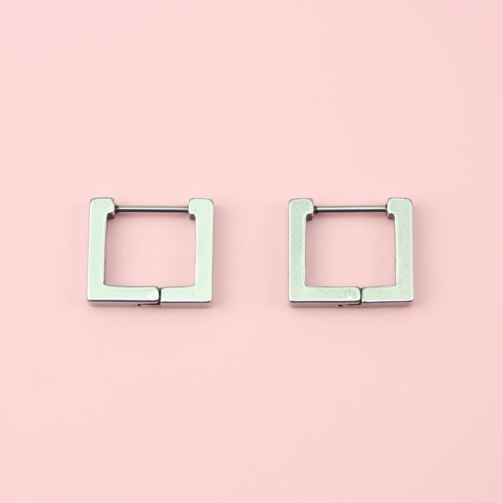 Stainless Steel Square Huggie Hoop Earrings