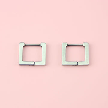 Stainless Steel Square Huggie Hoop Earrings