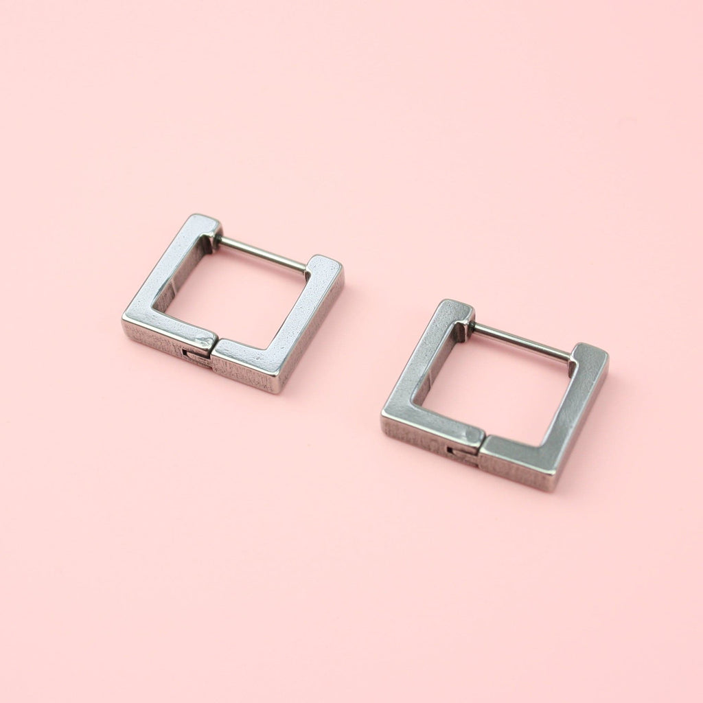 Stainless Steel Square Huggie Hoop Earrings