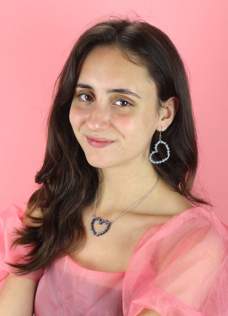 Silver Barbed Wire Heart Earrings - Sour Cherry