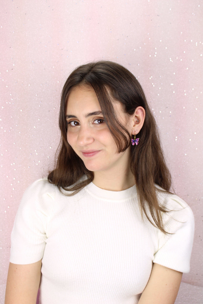 Pink & Purple Butterfly Earrings - Sour Cherry