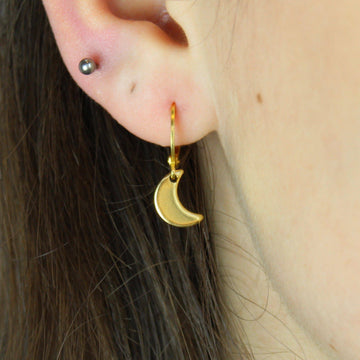 Moon Drop Hoop Earrings (Gold Plated) - Sour Cherry