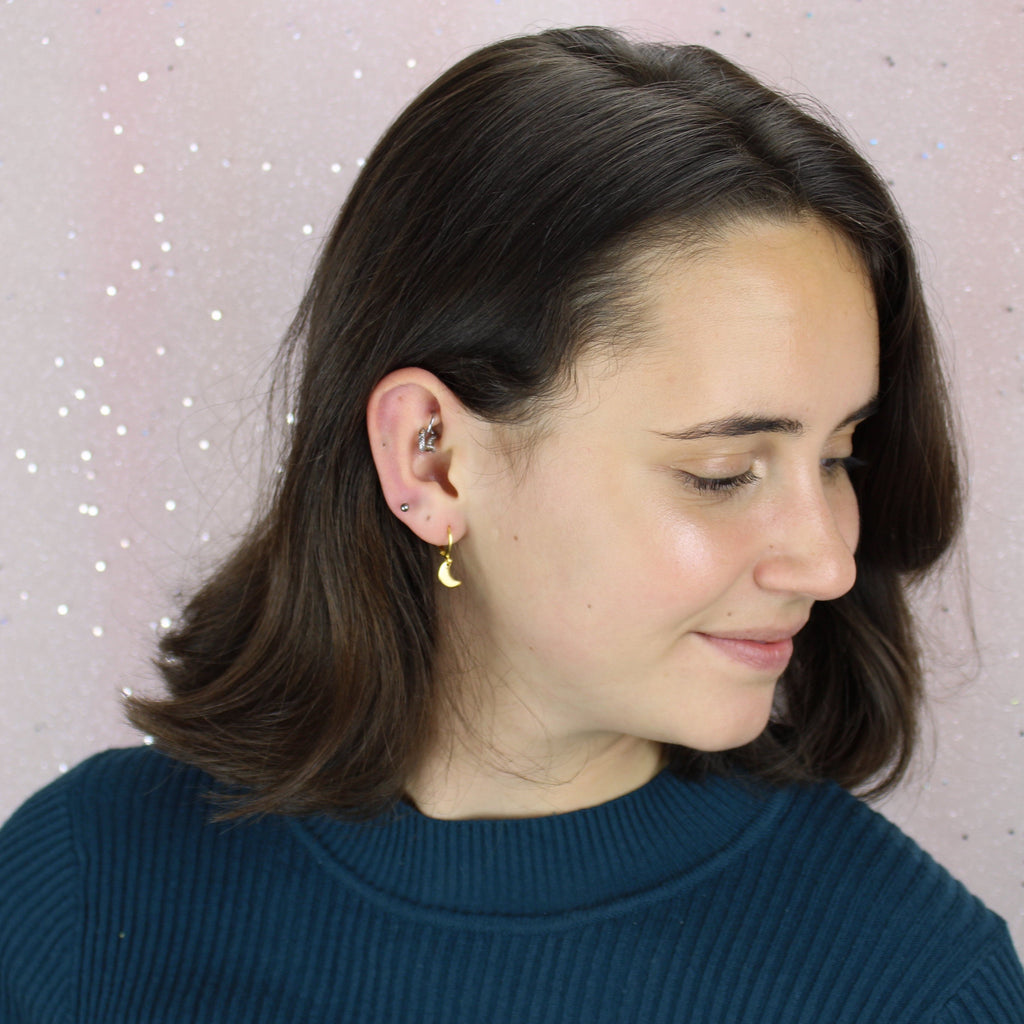 Moon Drop Hoop Earrings (Gold Plated) - Sour Cherry
