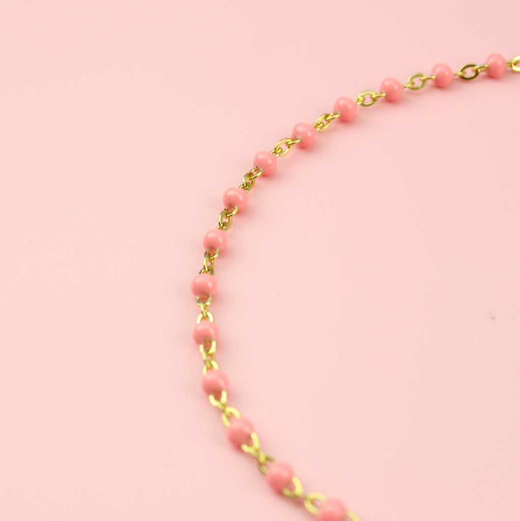 Coral Pink Beaded Anklet (Gold Plated) - Sour Cherry