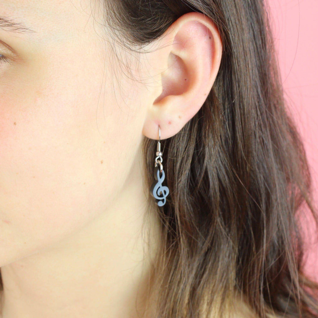 Treble Clef Earrings - Sour Cherry