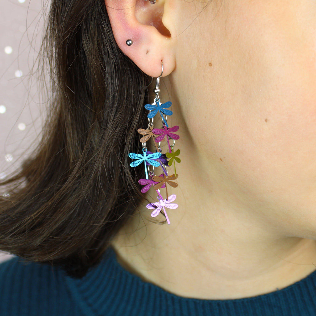 Bright Dragonfly Earrings - Sour Cherry