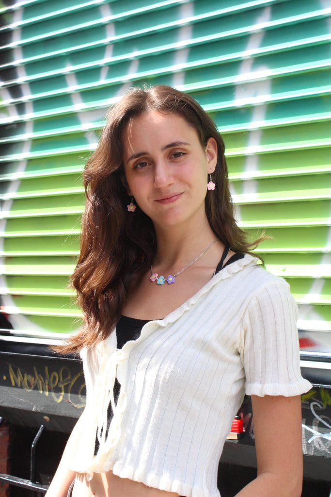 Model wearing Blooming Botanicals Flower Necklace