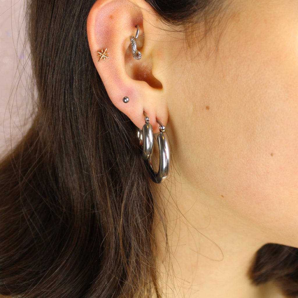20mm Chunky Stainless Steel Hoop Earrings - Sour Cherry