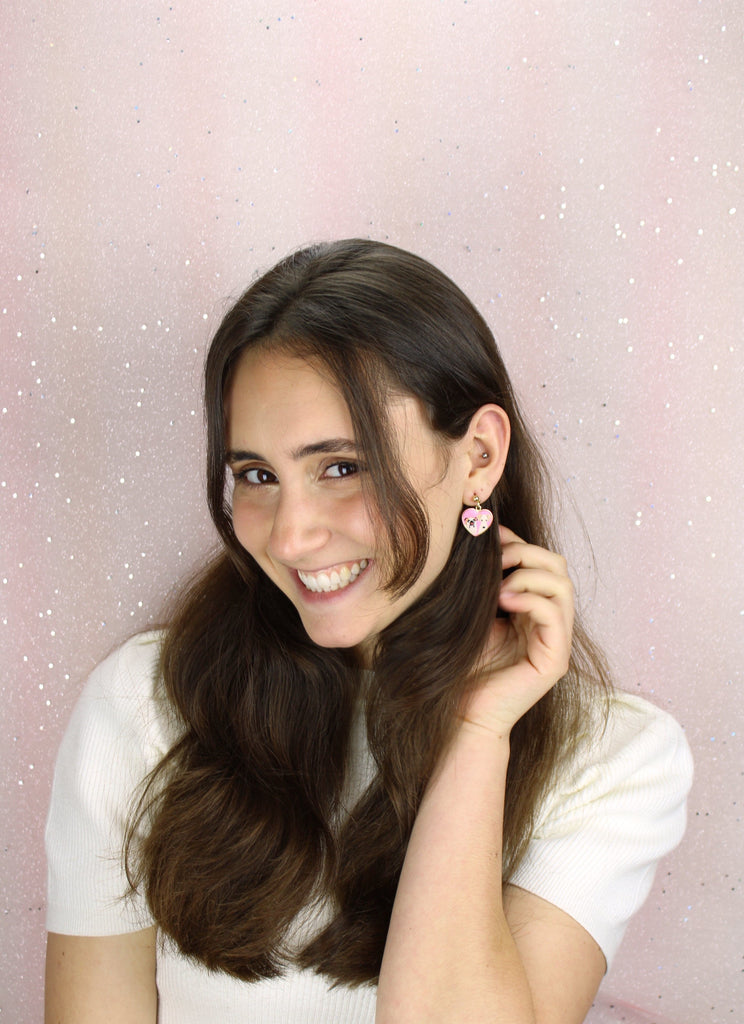 Two Dogs Heart Stud Earrings - Sour Cherry