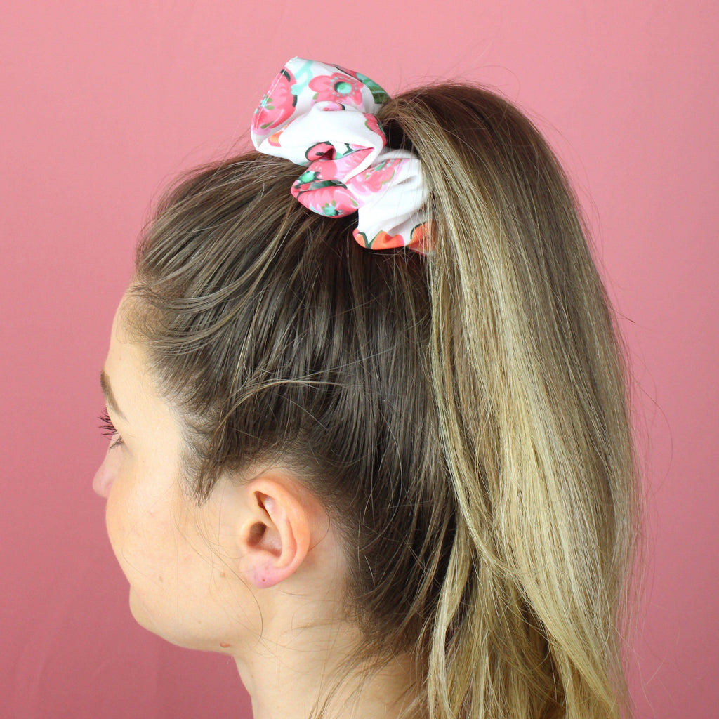Tara Floral Scrunchie - Sour Cherry
