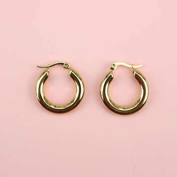 26mm Chunky Stainless Steel Hoop Earrings (Gold Plated) - Sour Cherry