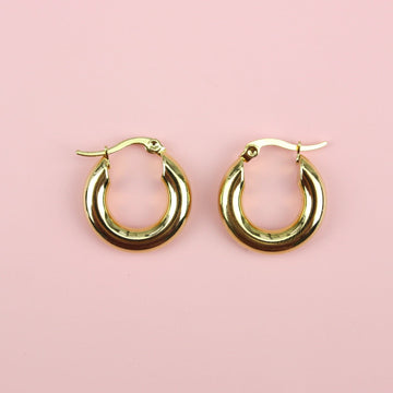 20mm Chunky Stainless Steel Hoop Earrings (Gold Plated) - Sour Cherry