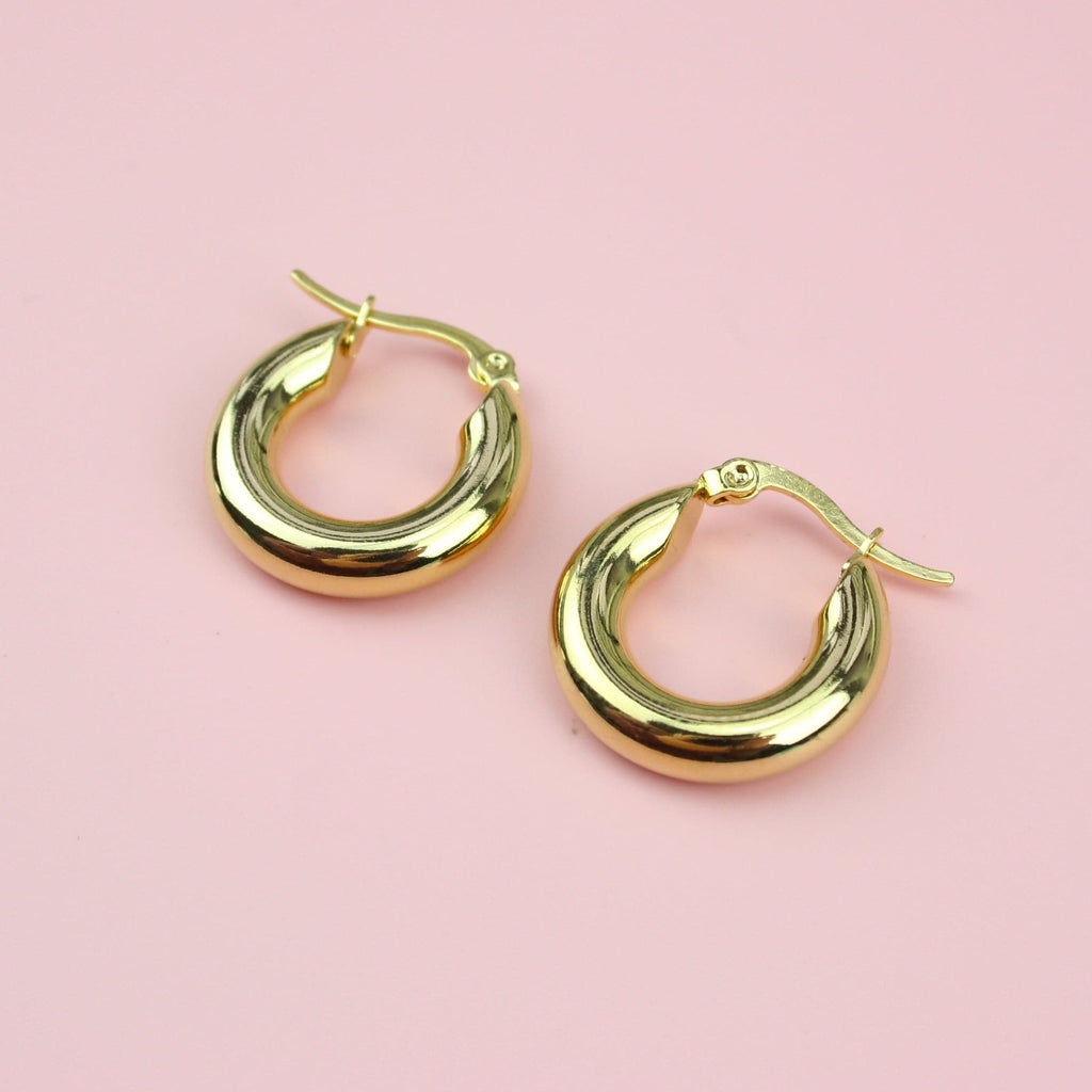 20mm Chunky Stainless Steel Hoop Earrings (Gold Plated) - Sour Cherry