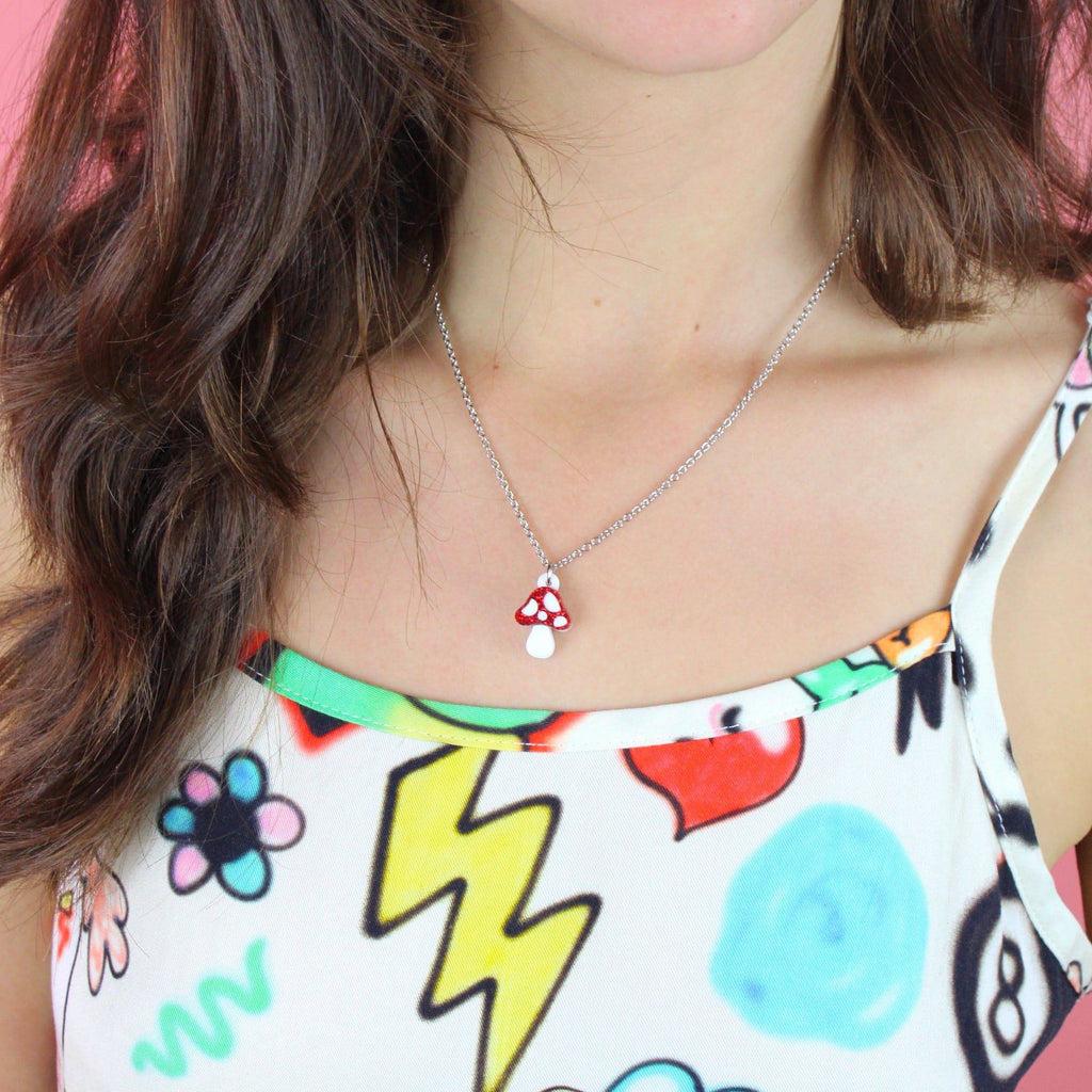 Red Mini Magic Mushroom Necklace - Sour Cherry