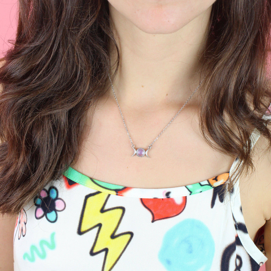 Opal Moon Necklace - Sour Cherry