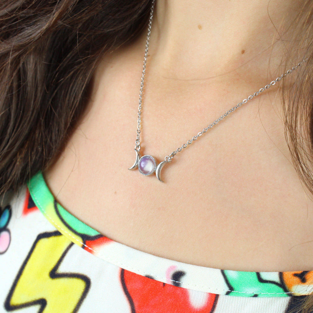 Opal Moon Necklace - Sour Cherry