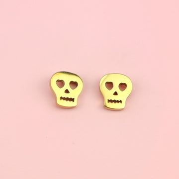 Skull Stud Earrings (Gold Plated) - Sour Cherry