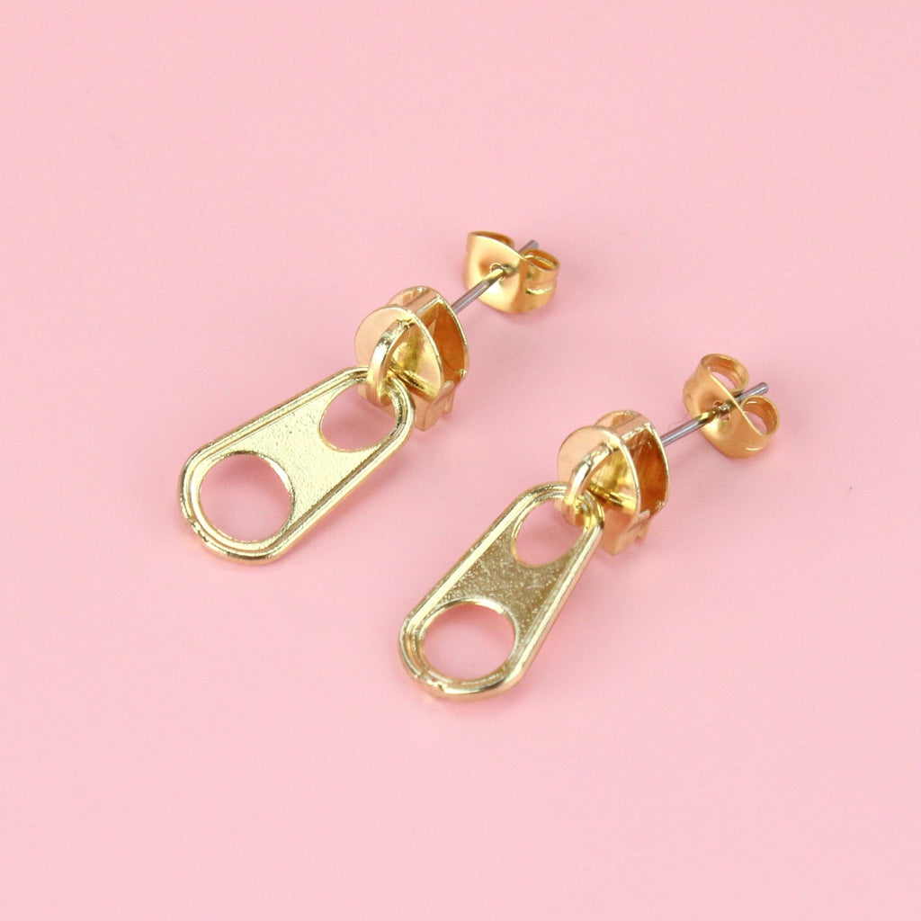 Zipper Earrings (Gold Plated) - Sour Cherry