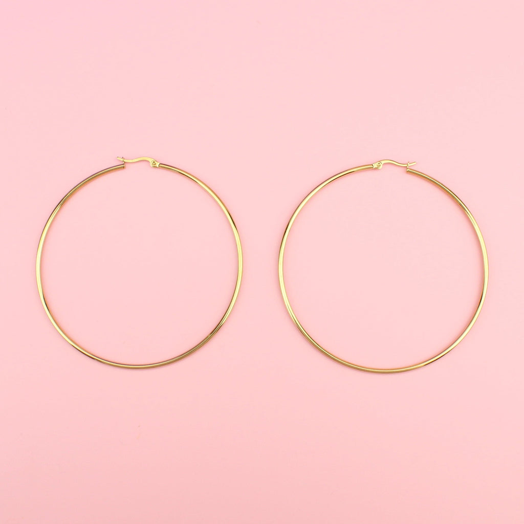 85mmm gold plated stainless steel hoops
