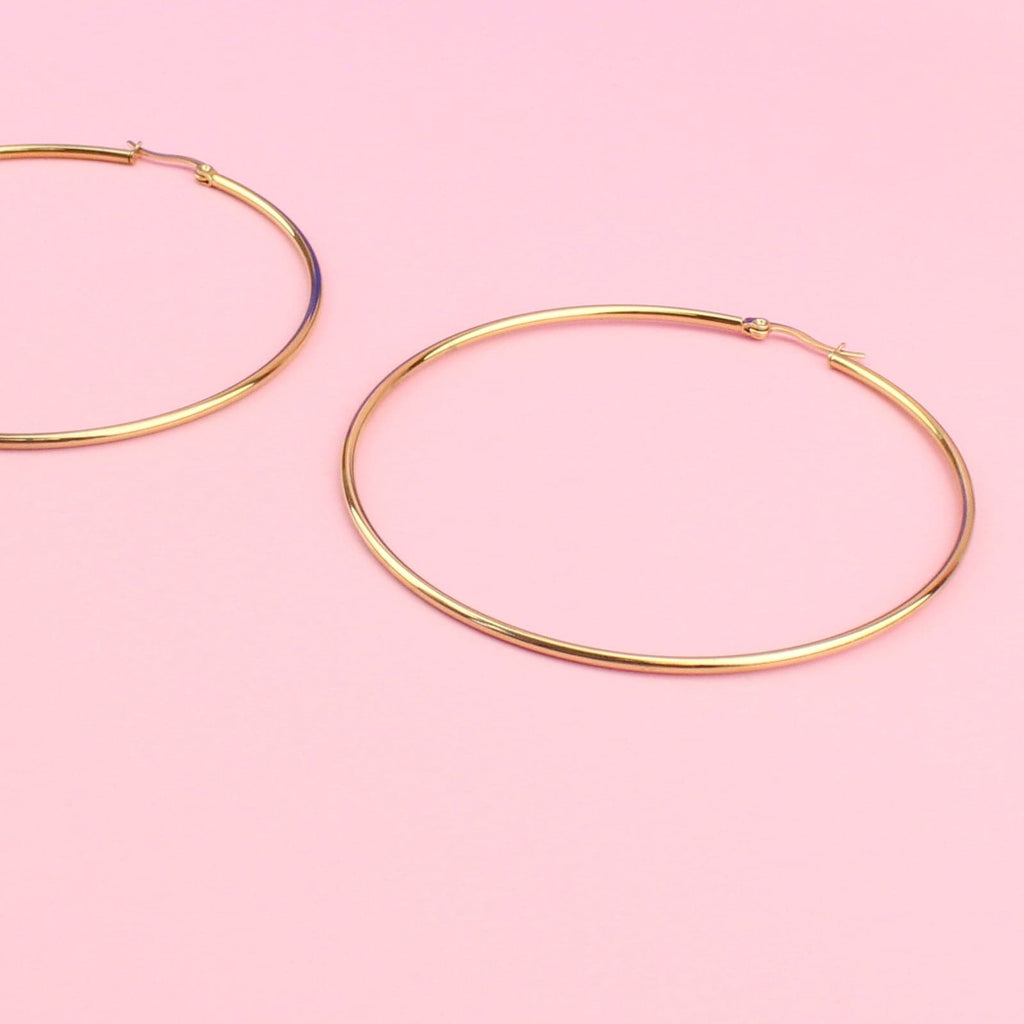 85mmm gold plated stainless steel hoops
