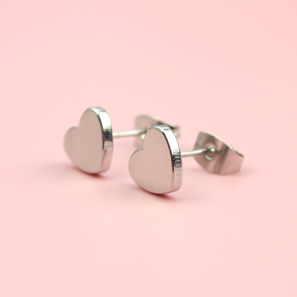 Heart Stud Earrings (Stainless Steel) - Sour Cherry