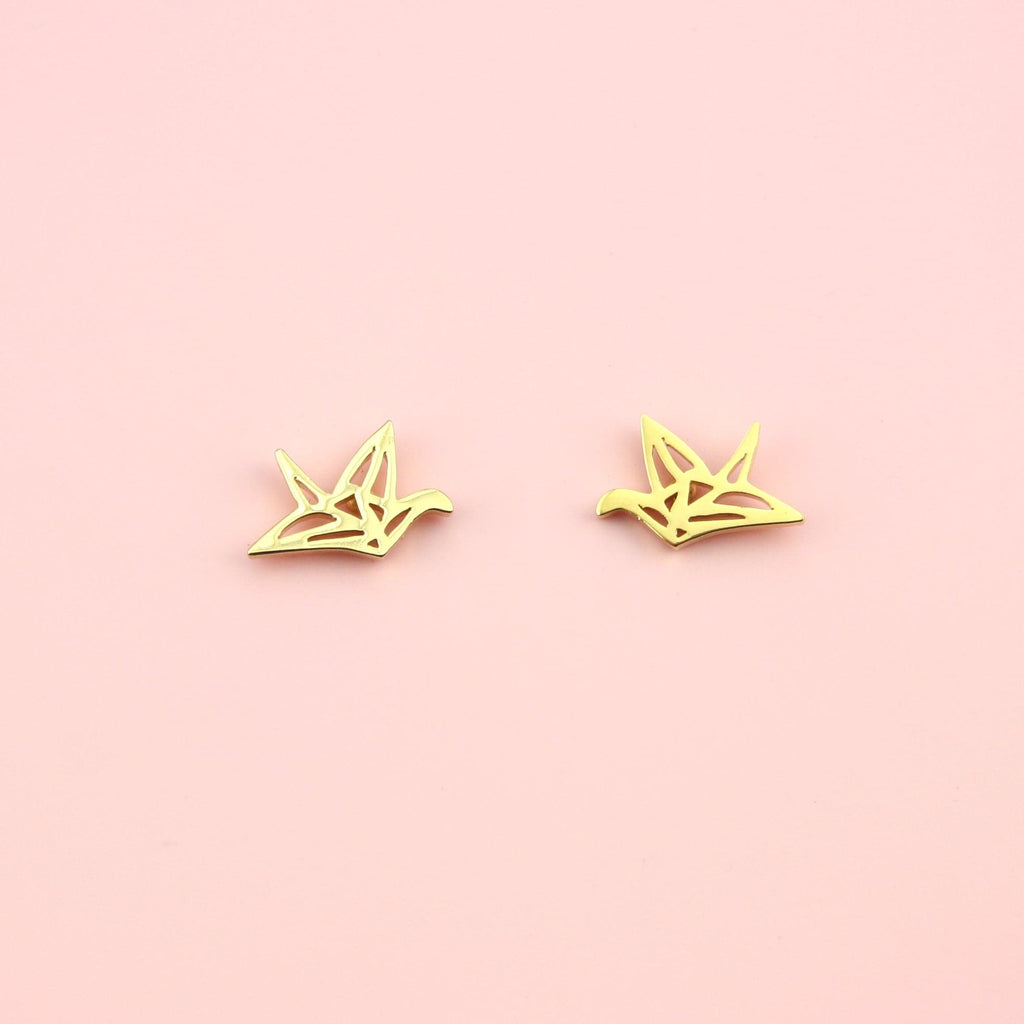 Crane Stud Earrings (Gold Plated) - Sour Cherry