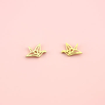 Crane Stud Earrings (Gold Plated) - Sour Cherry