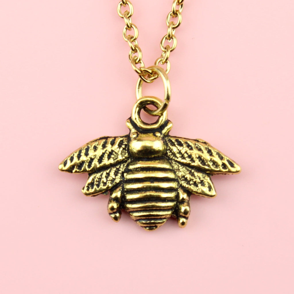 Antique Gold Bee Necklace - Sour Cherry