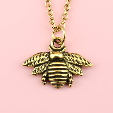 Antique Gold Bee Necklace - Sour Cherry