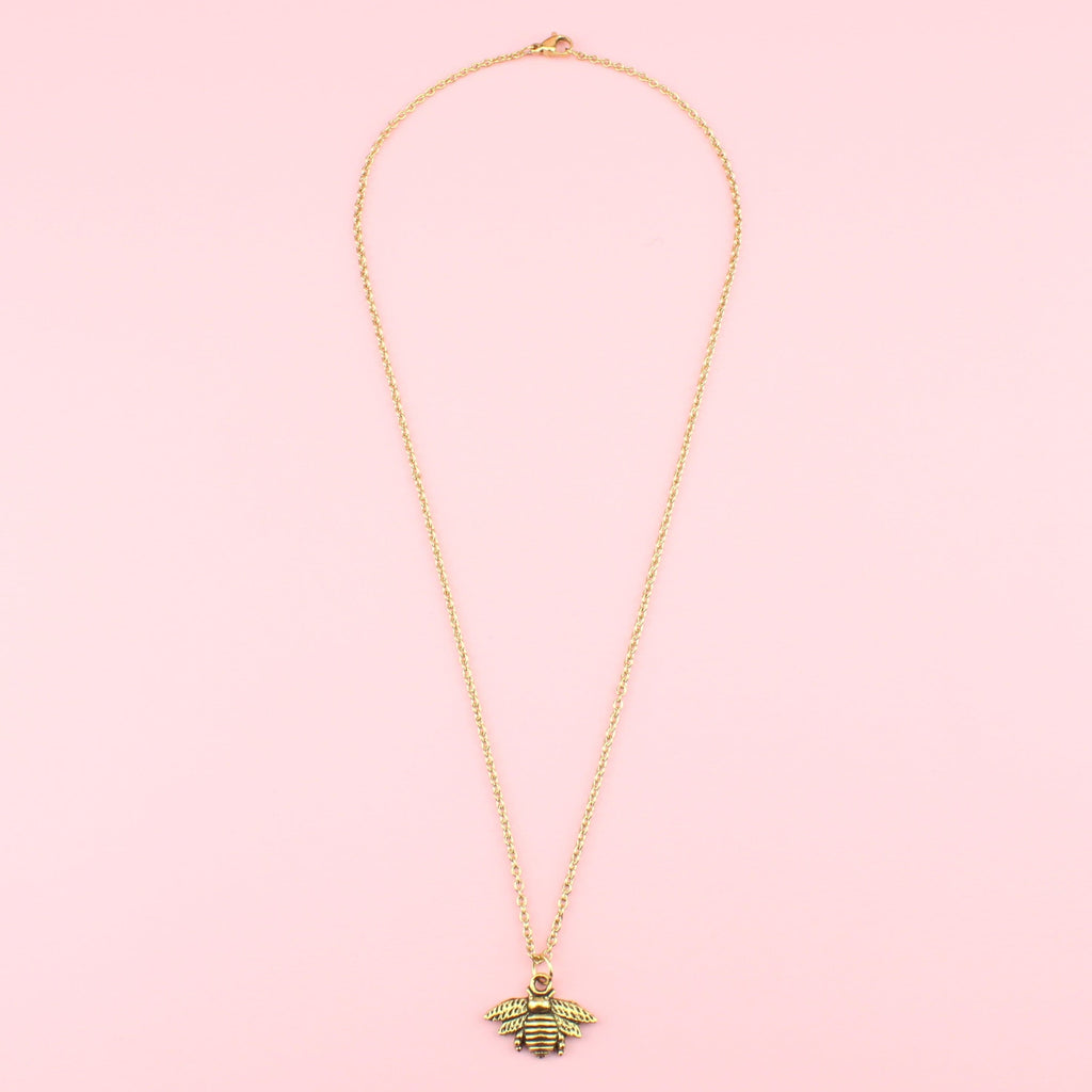 Antique Gold Bee Necklace - Sour Cherry