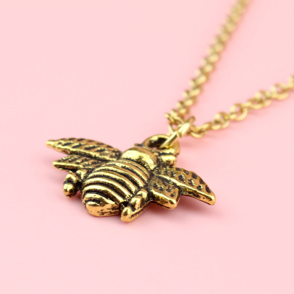 Antique Gold Bee Necklace - Sour Cherry