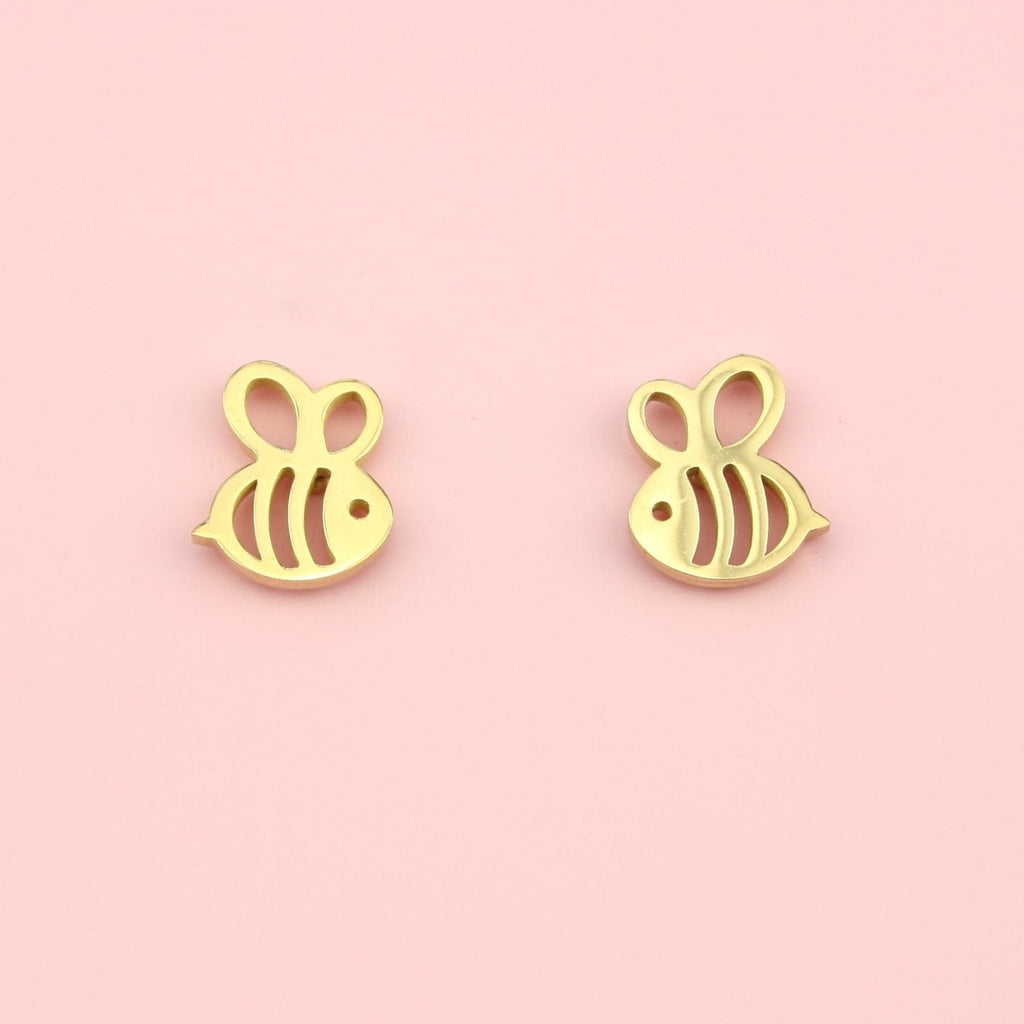 Cartoon Bee Stud Earrings (Gold Plated) - Sour Cherry