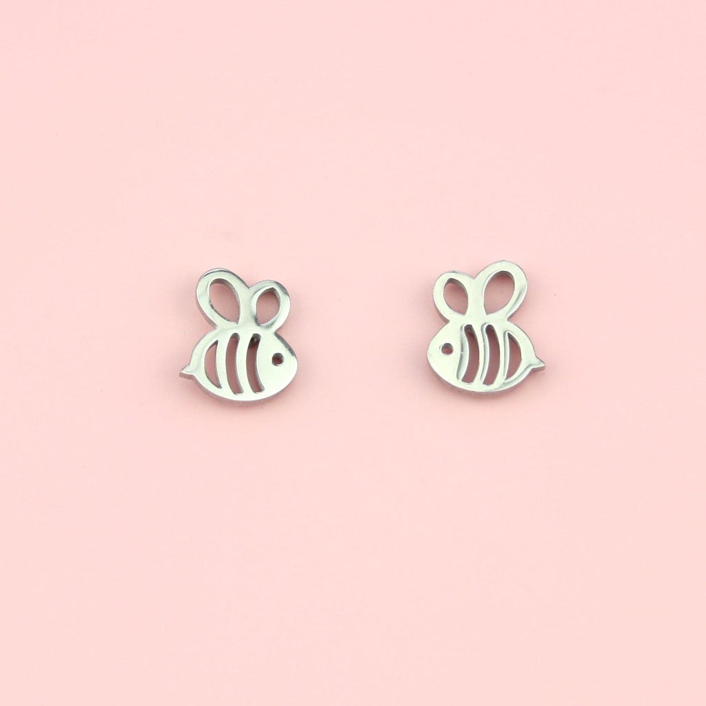 Cartoon Bee Stud Earrings (Stainless Steel) - Sour Cherry