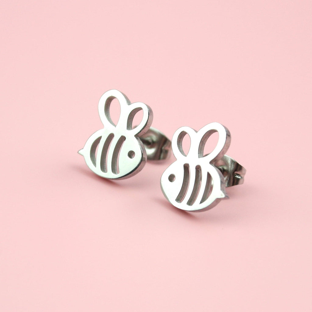 Cartoon Bee Stud Earrings (Stainless Steel) - Sour Cherry