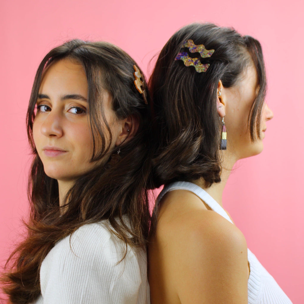 Wavy Abalone Hair Clips - Sour Cherry