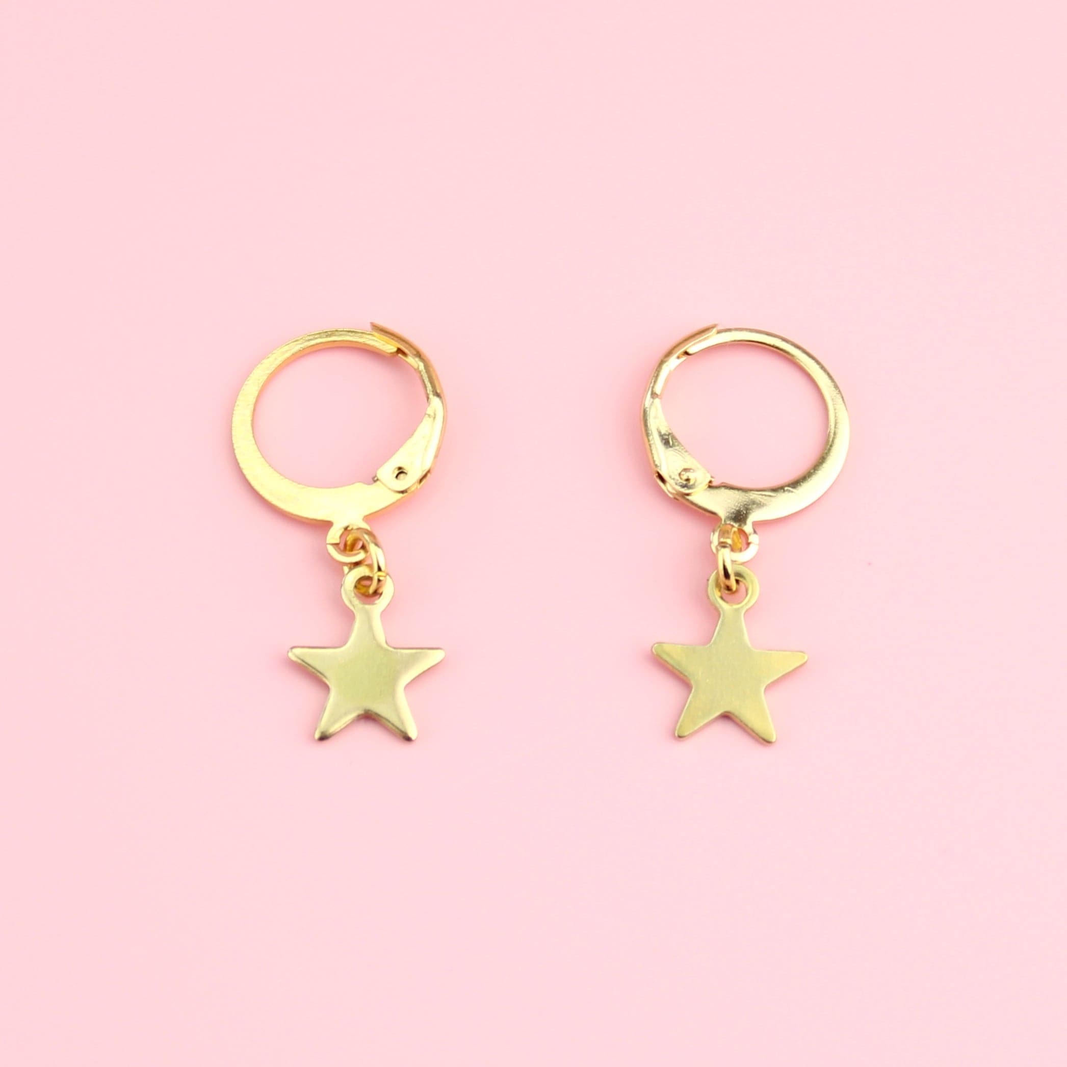 Small hoop star earrings sales