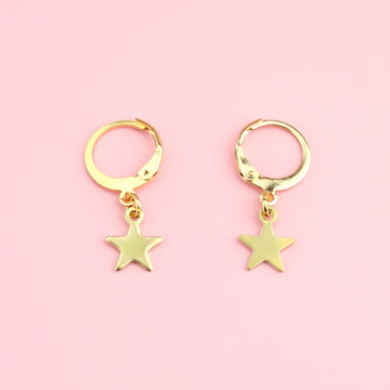 Star Hoop Earrings (Gold Plated) - Sour Cherry