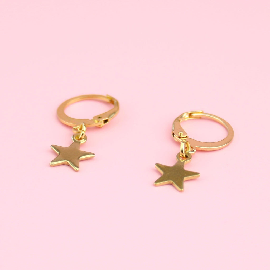 Star Hoop Earrings (Gold Plated) - Sour Cherry