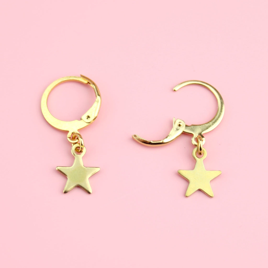 Star Hoop Earrings (Gold Plated) - Sour Cherry