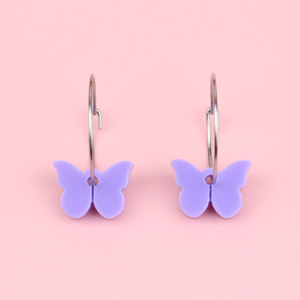 You're My Butterfly, Sugar Baby Hoop Earrings (Lilac) - Sour Cherry