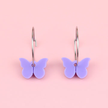 You're My Butterfly, Sugar Baby Hoop Earrings (Lilac) - Sour Cherry